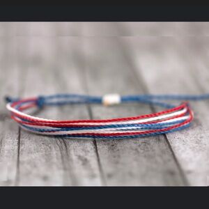 Pura Vida Custom Adjustable Red White Blue Bracelet